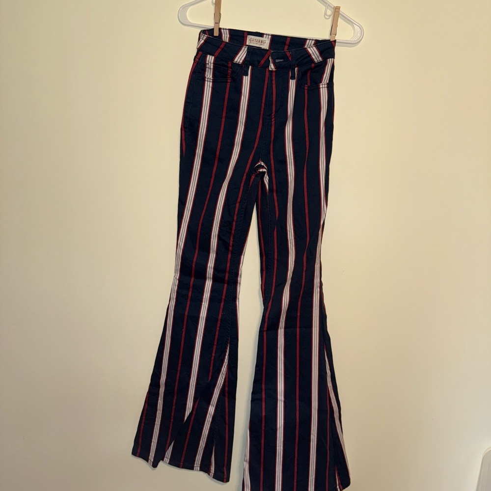 Shyanne Red and White Striped Flare Jeans